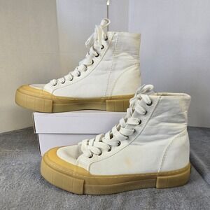 Good News White Canvas‎ High Top Platform Sneakers Gum Sole Womens 41